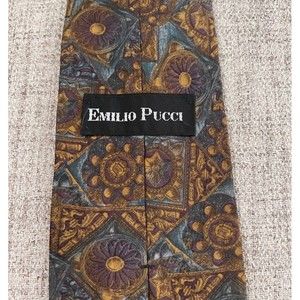 Vintage Emilio Pucci Men's Tie Necktie Celestial Geometric Italy Silk